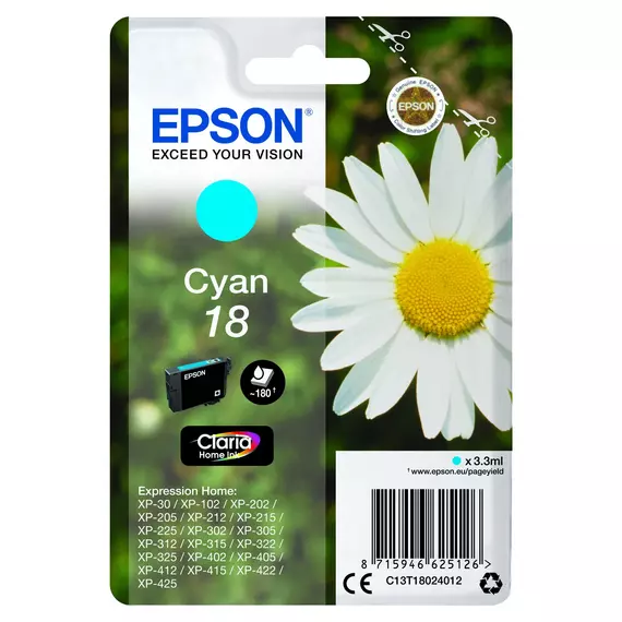 Epson T1802 cyan tintapatron 3,3ml (eredeti)