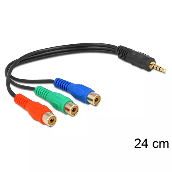 DeLock Cable 3x RCA female > Stereo plug 3.5mm 4 pin