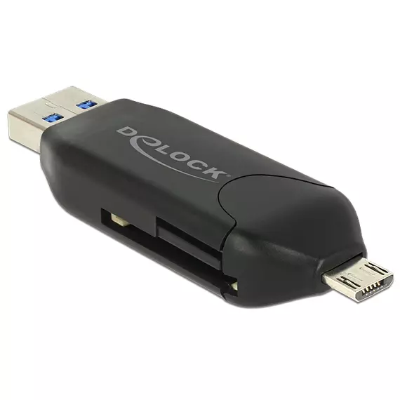 DeLock microUSB OTG Card Reader + USB3.0 A male Black