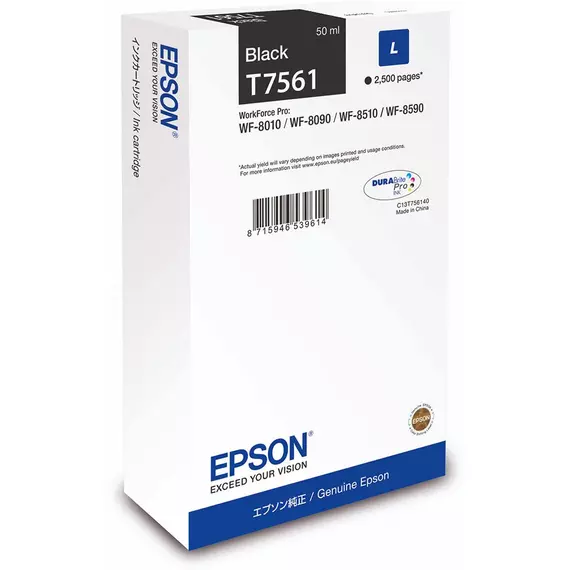 Epson C13T756140 T7561 fekete tintapatron 2,5K (eredeti)