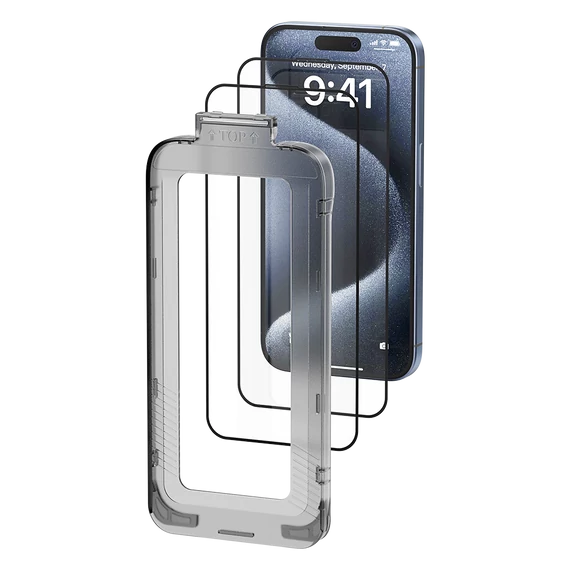 KIJELZŐVÉDŐ iPhone 15 Plus, HD edzett üveg, Vention