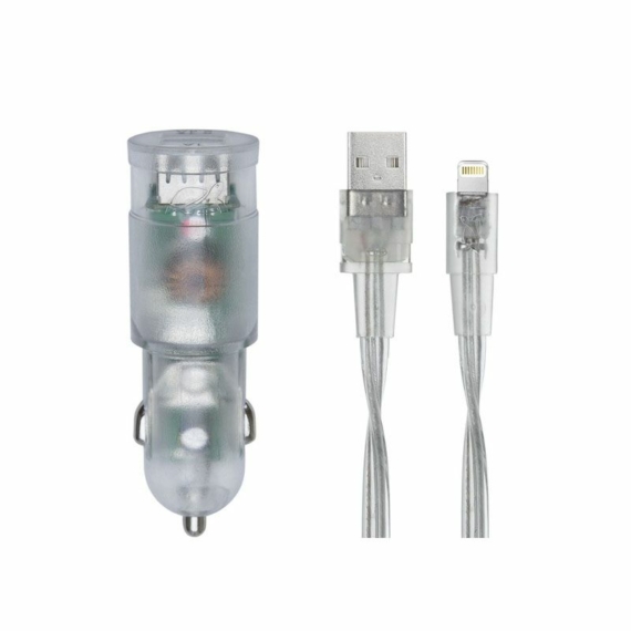 RivaCase RivaPower VA4225 TD2 car charger (2xUSB/3,4A) with MFi Lightning cable Transparent