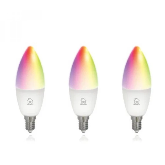Izzó SMART HOME SH-LE14RGB-3P, RGB, gyertya, 3db/cs, Deltaco