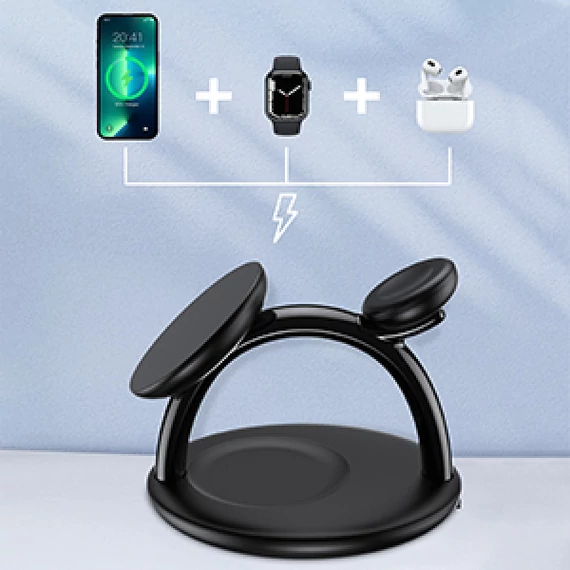 TÖLTŐ 3-1ben (Mágneses Wireless,fekete), Choetech