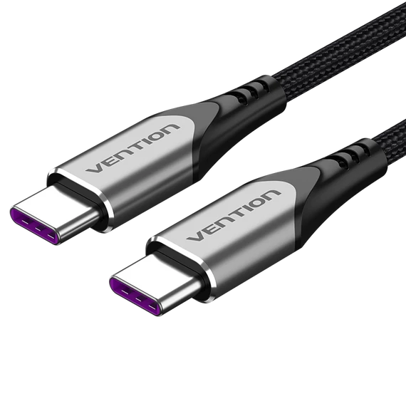 KÁBEL USB-C 2.0/M -> USB-C 2.0/M, (5A,szürke),2m, Vention