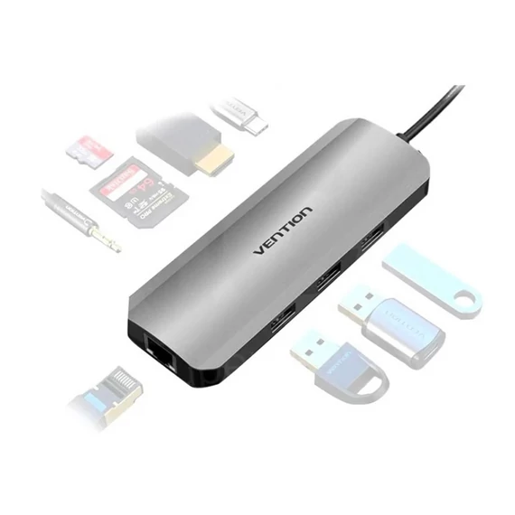 DOKKOLÓ USB-C -> HDMI/USB/RJ45/S, Vention