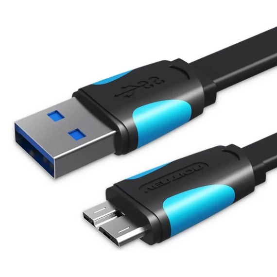 KÁBEL USB-A 3.0/M -> Micro USB-B,  0,2m,(lapos,fek) Vention