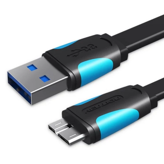 KÁBEL USB-A 3.0/M -> Micro USB-B,  0,5m,(lapos,fek) Vention