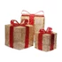 Iris Doboz alakú /1db 20cm, 1db 25cm, 1db 30cm/ arany-piros fémdoboz műanyag masnival dekor szett