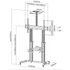 Equip TV/Monitor állvány - 650605 (60"-100" álló, dönthető, állítható magasság, gurulós, Max.:100kg, fekete/ezüst)