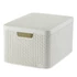 Rattan hatású kosár tetővel, 30l, törtfehér, CURVER "Style L"