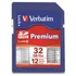 Memóriakártya, SDHC, 32GB, CL10/U1, 90/10 MB/s, VERBATIM "Premium"