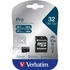 Memóriakártya, microSDHC, 32GB, CL10/U3, 90/45 MB/s, adapter, VERBATIM "PRO"