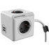 Elosztó, 4 aljzat, 2 USB csatlakozó, 1,5 m kábelhosszúság, ALLOCACOC "PowerCube Extended USB DE", fehér-szürke