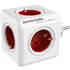 Elosztó, 5 aljzat, ALLOCACOC "PowerCube Original DE", fehér-piros
