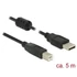 Delock 84899 USB 2.0-A > USB-B apa/apa 5m fekete kábel