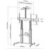 Equip TV/Monitor állvány - 650605 (60"-100" álló, dönthető, állítható magasság, gurulós, Max.:100kg, fekete/ezüst)