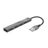 USB elosztó-HUB, 4 port, alumínium, USB 2.0, TRUST "Halyx"
